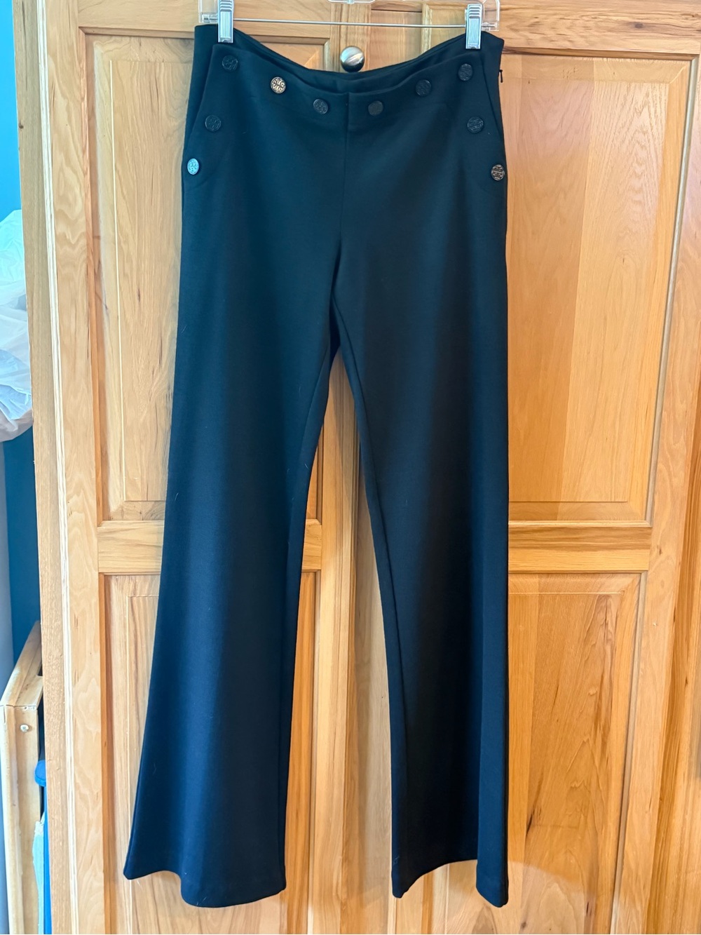 Tory Burch Sailor Classic Black Pants with Signature Buttons Size 8.